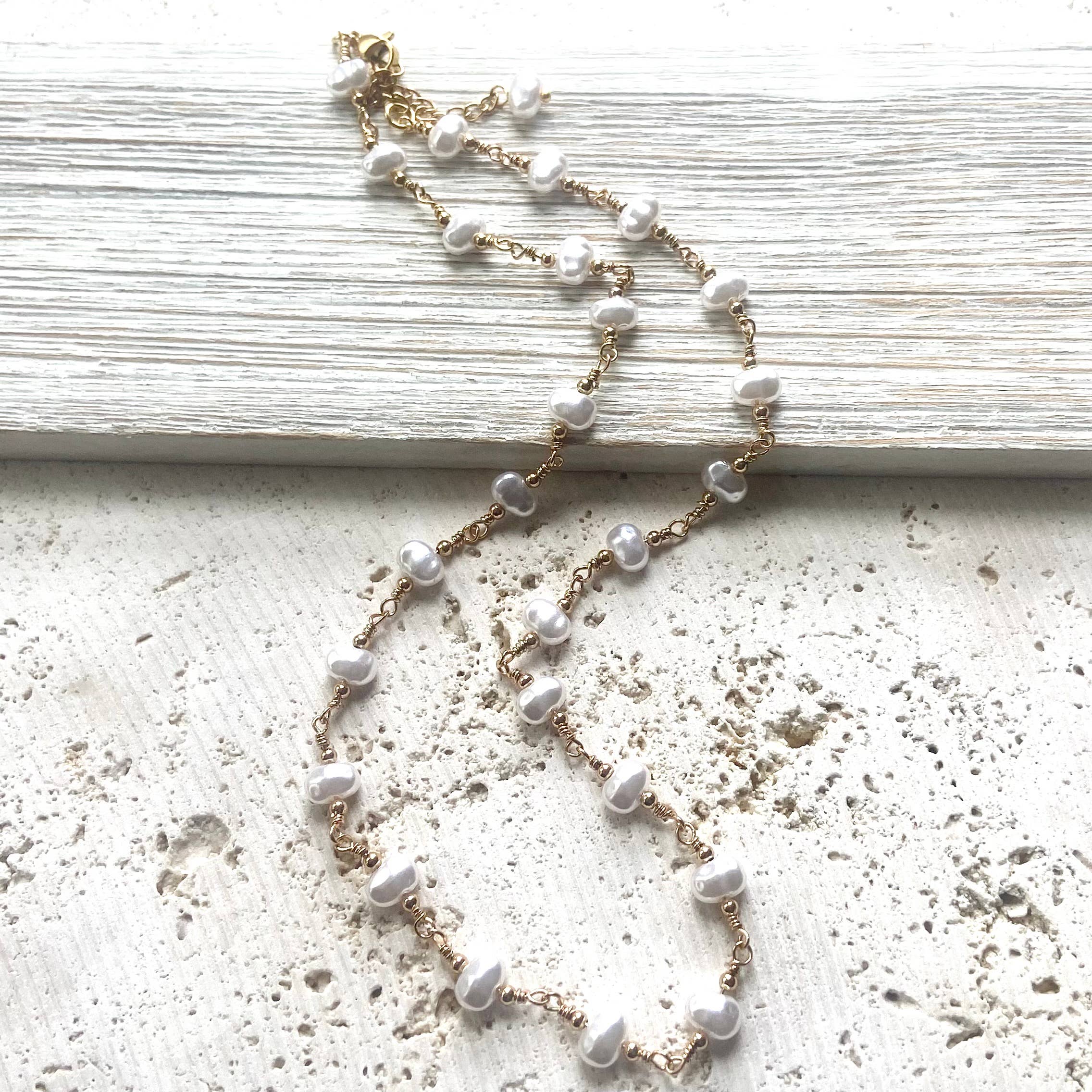 Pearl layering necklace bracelet 