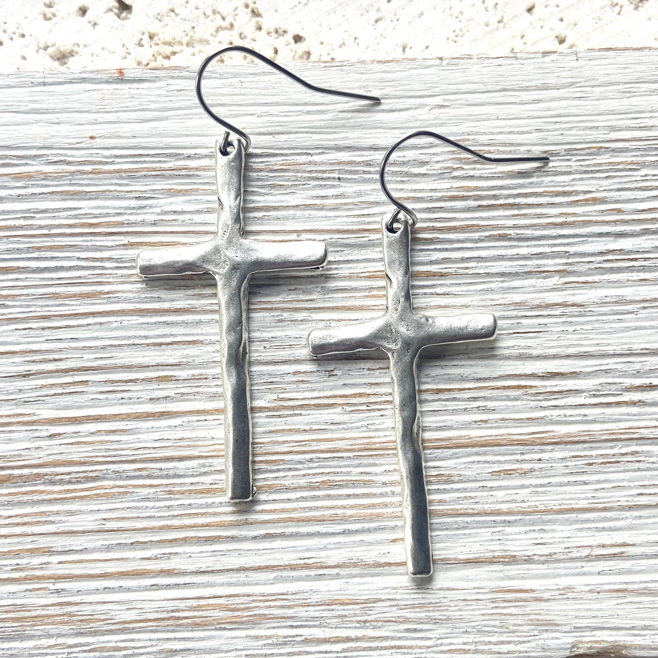 Cross earrings religious handmade jewelry