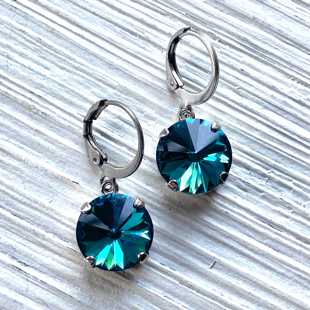 VB&CO Designs Handmade Jewelry - Pearl shell earrings iridescent crystal boutique salon