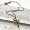 Cross charm necklace pyrite semi precious jewelry 