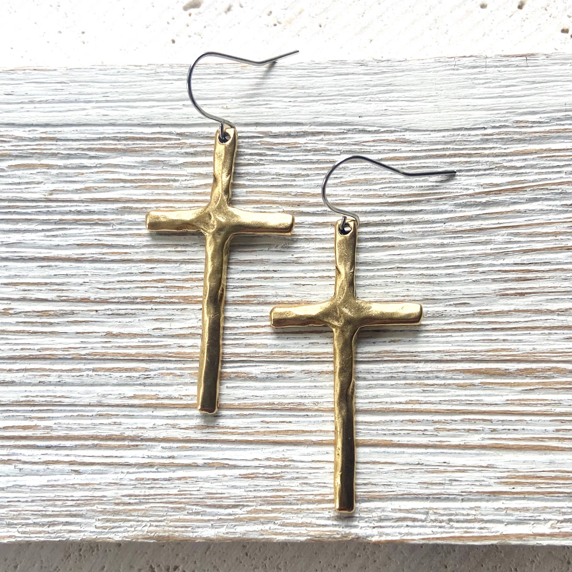 Cross earrings religious handmade jewelry