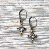 Small cross earrings hand casted handmade jewelry