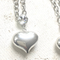 Puffy heart necklace Swarovski crystal jewelry 