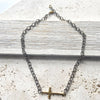 Sideways cross artisan made necklace religious  jewelry 