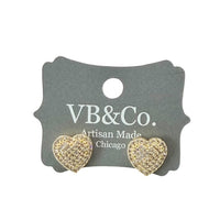 CZ heart crystal stud earrings 