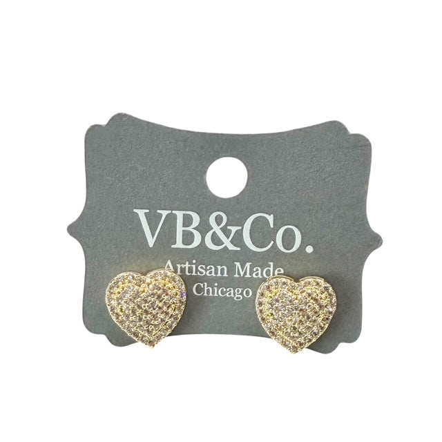 CZ heart crystal stud earrings 