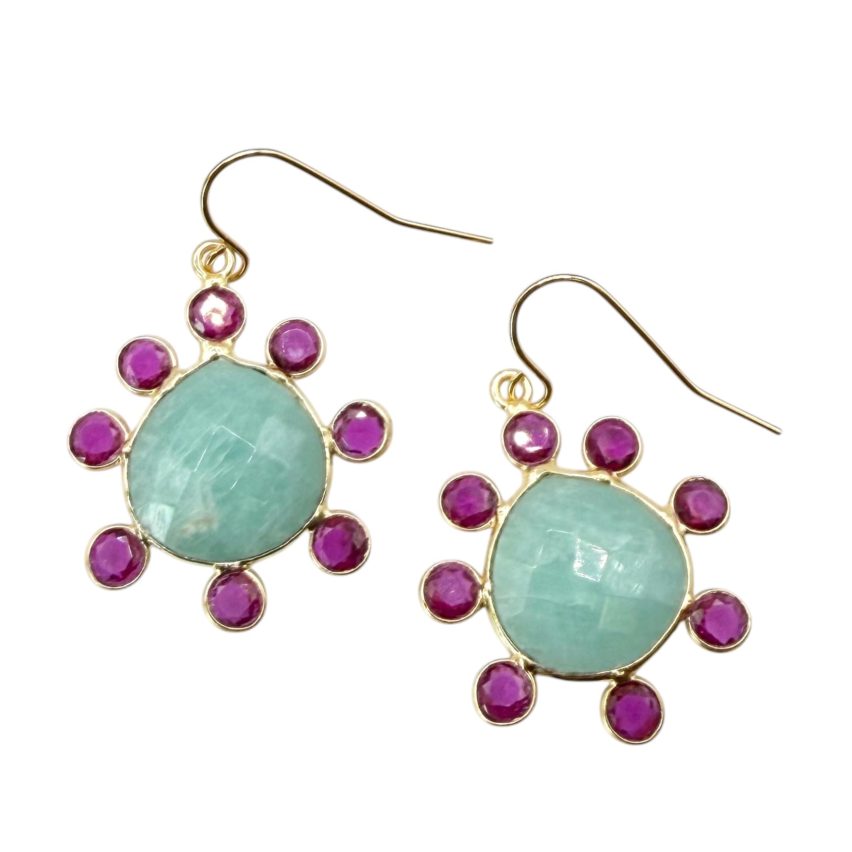 London Blue  Topaz Gemstone Teardrop dangle gold earrings