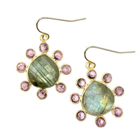 London Blue  Topaz Gemstone Teardrop dangle gold earrings
