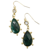 Genuine Gemstone dangle cz gold earrings