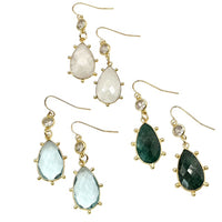 Genuine Gemstone dangle cz gold earrings