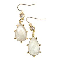 Genuine Gemstone dangle cz gold earrings