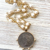 Pearl coin French medallion necklace boutique ocean salon