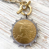 French coin medallion necklace boutique jewelry mixed metal