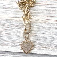 Gold sparkly heart statement necklace non tarnishing