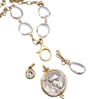 Genuine Gemstone Convertible Greek Charm Gold Necklace