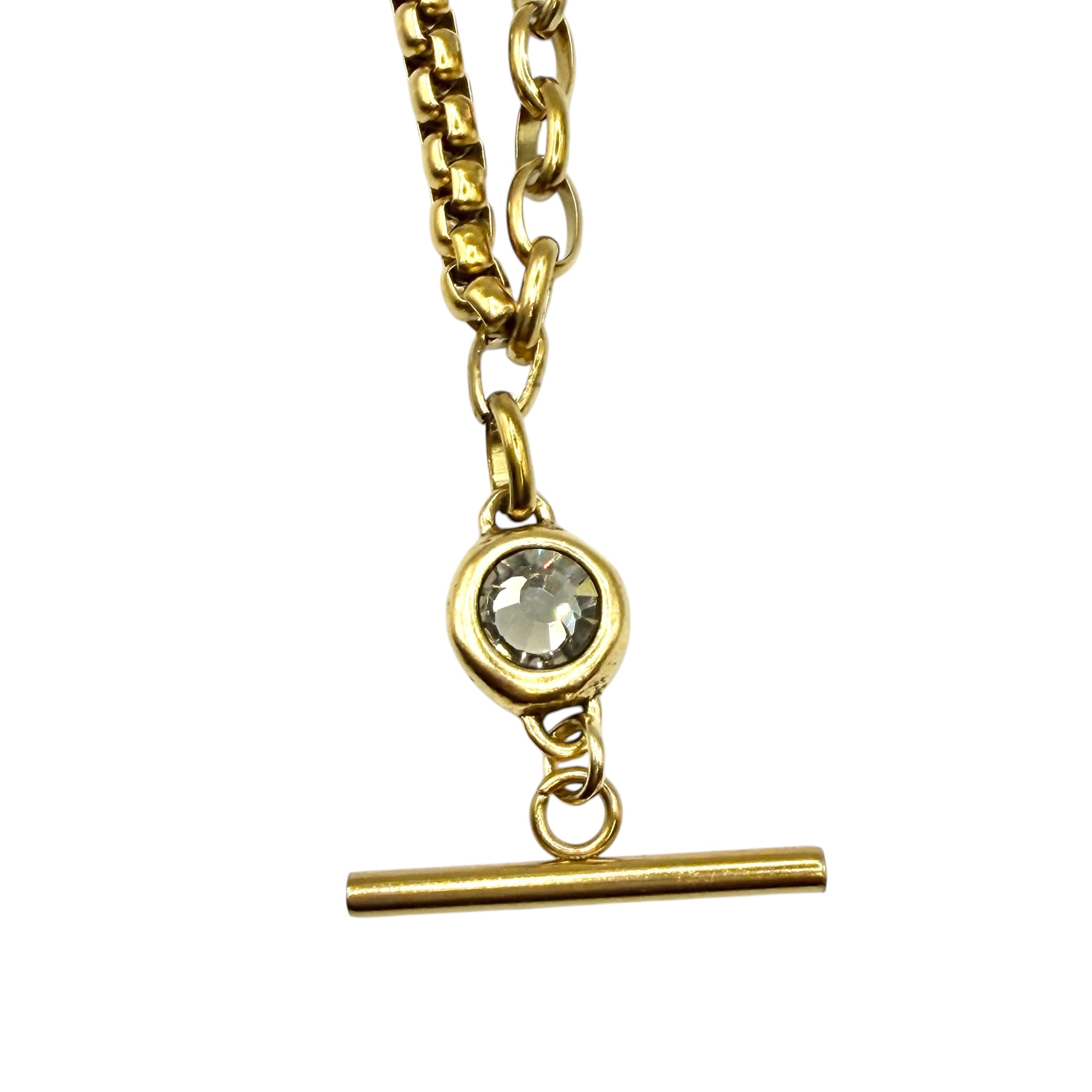 Stainless Steel Mixed Chain T-Bar Swarovski Crystal Necklace