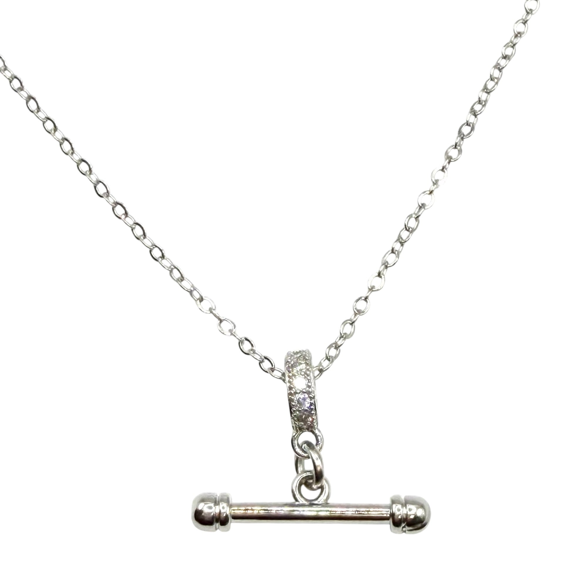 Dainty Equestrian T-Bar Mixed Metal Silver Gold Necklace