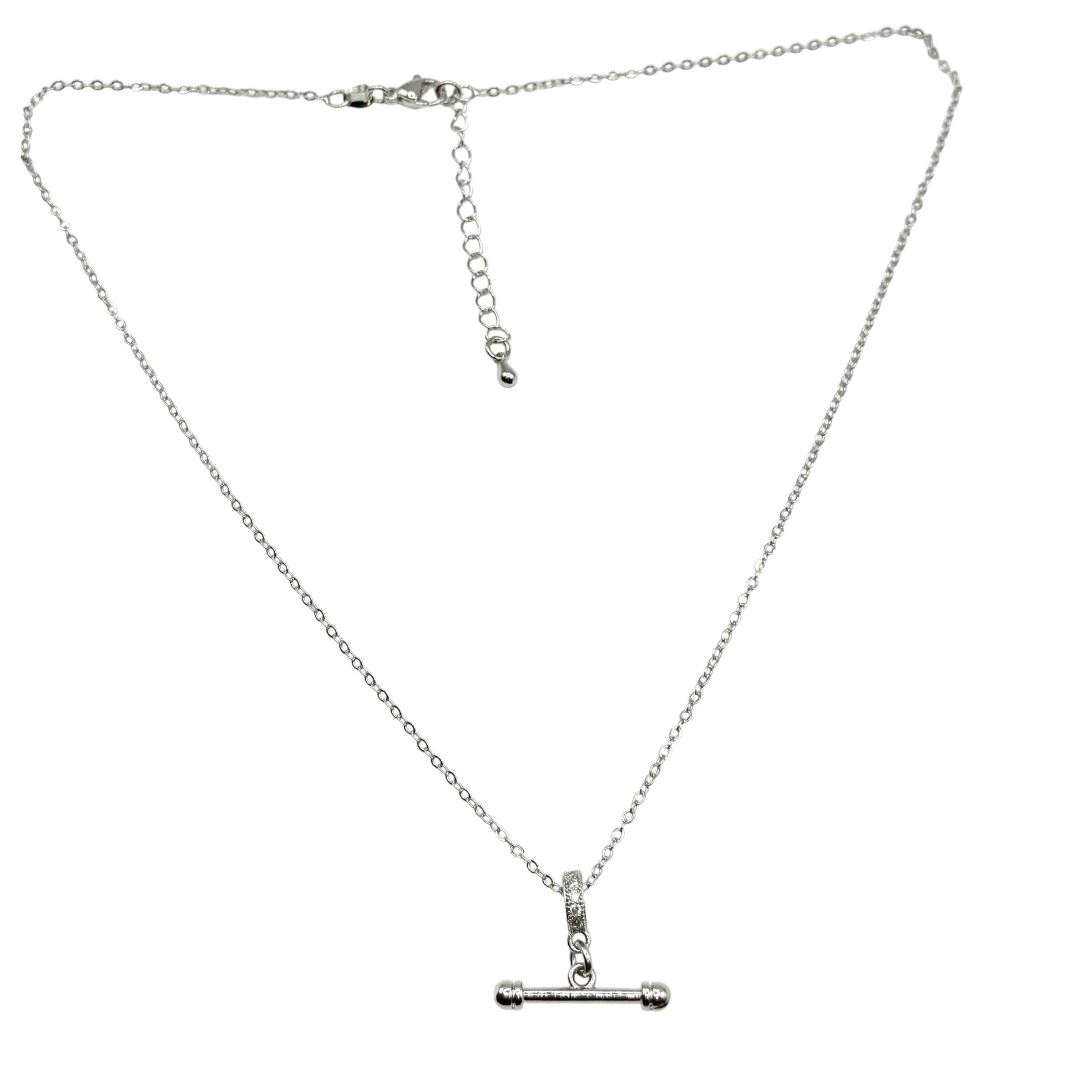 Dainty Equestrian T-Bar Mixed Metal Silver Gold Necklace