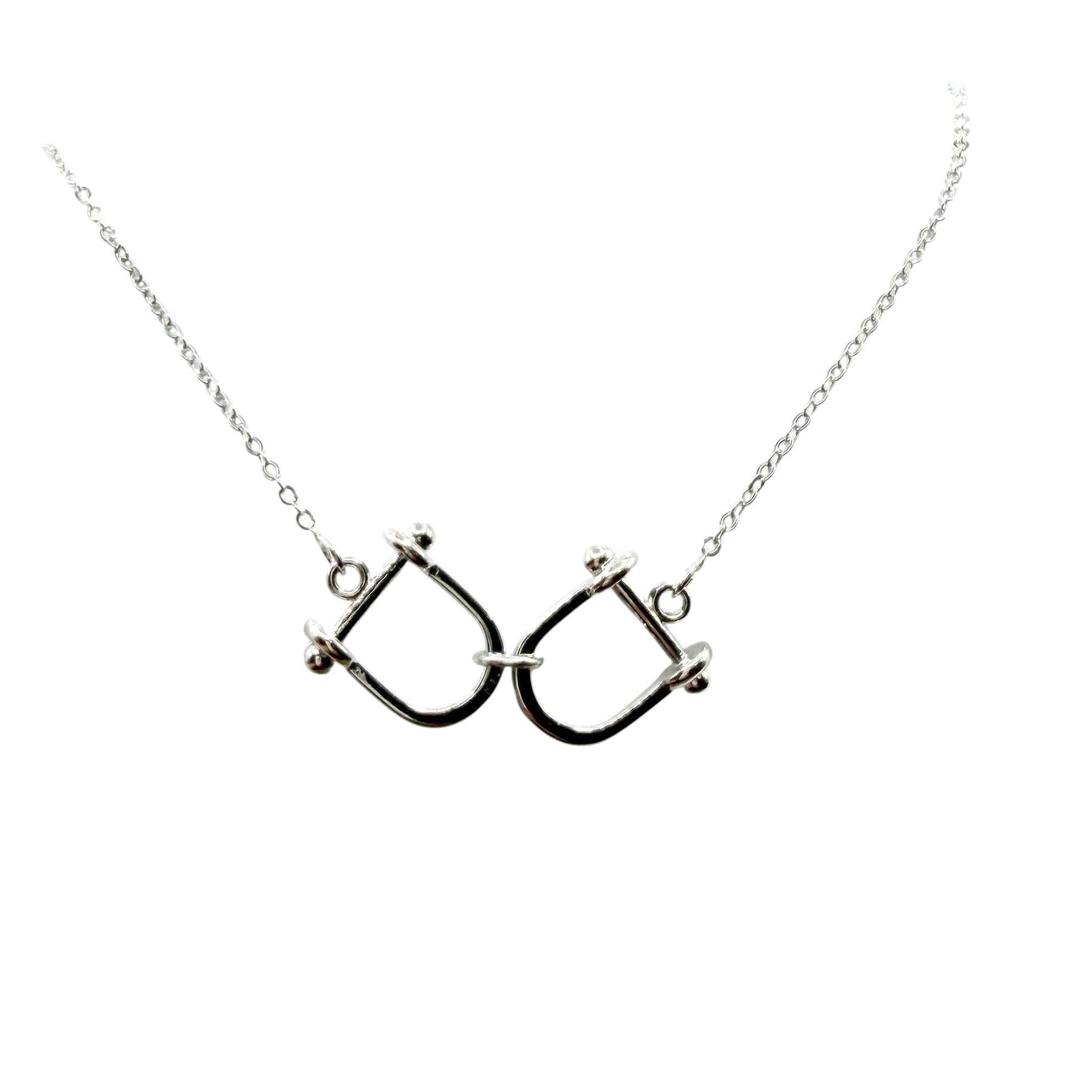 Horse Equestrian Stirrup Mixed Metal Silver Necklace