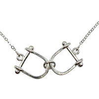 Horse Equestrian Stirrup Mixed Metal Silver Necklace