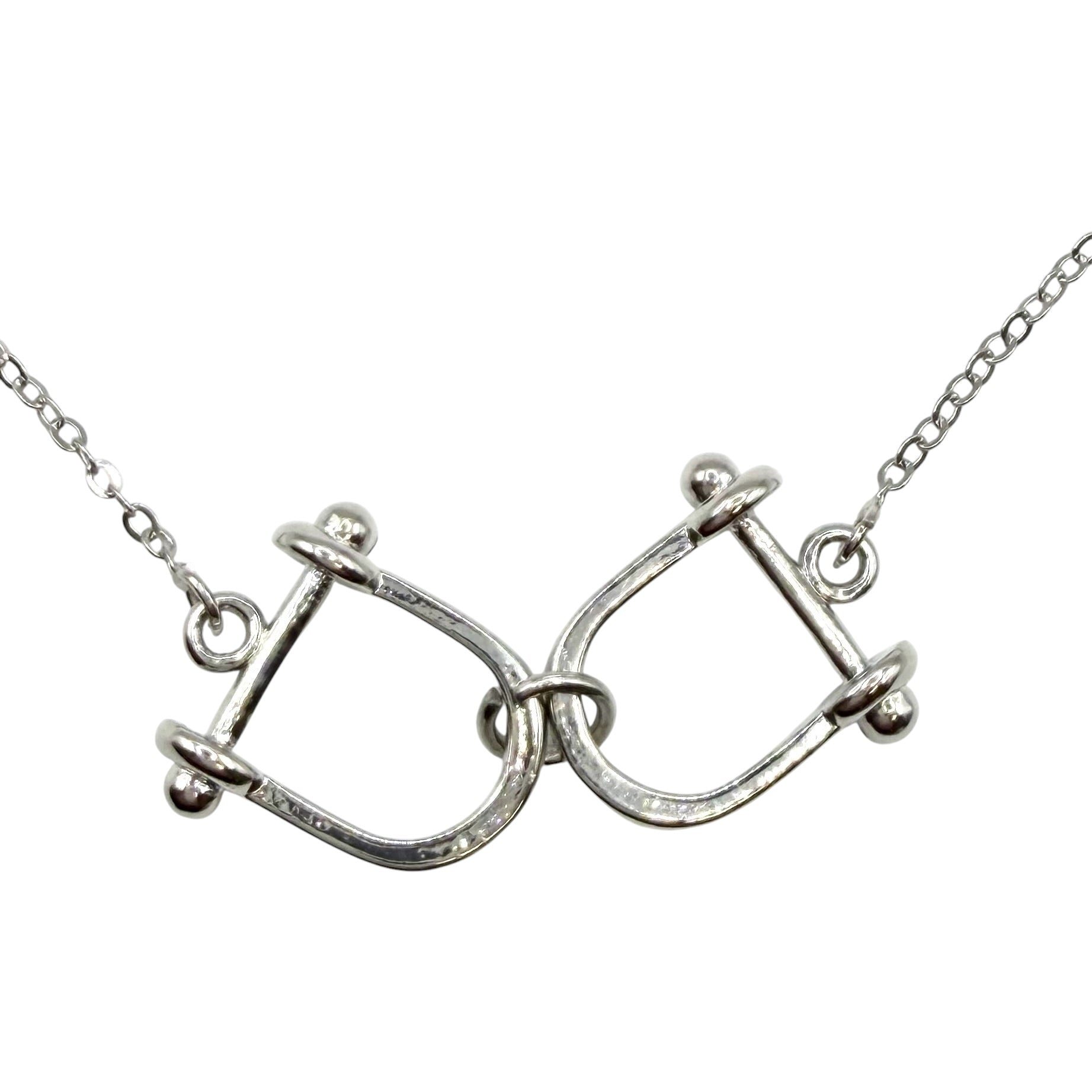 Horse Equestrian Stirrup Mixed Metal Silver Necklace