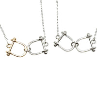 Horse Equestrian Stirrup Mixed Metal Silver Necklace