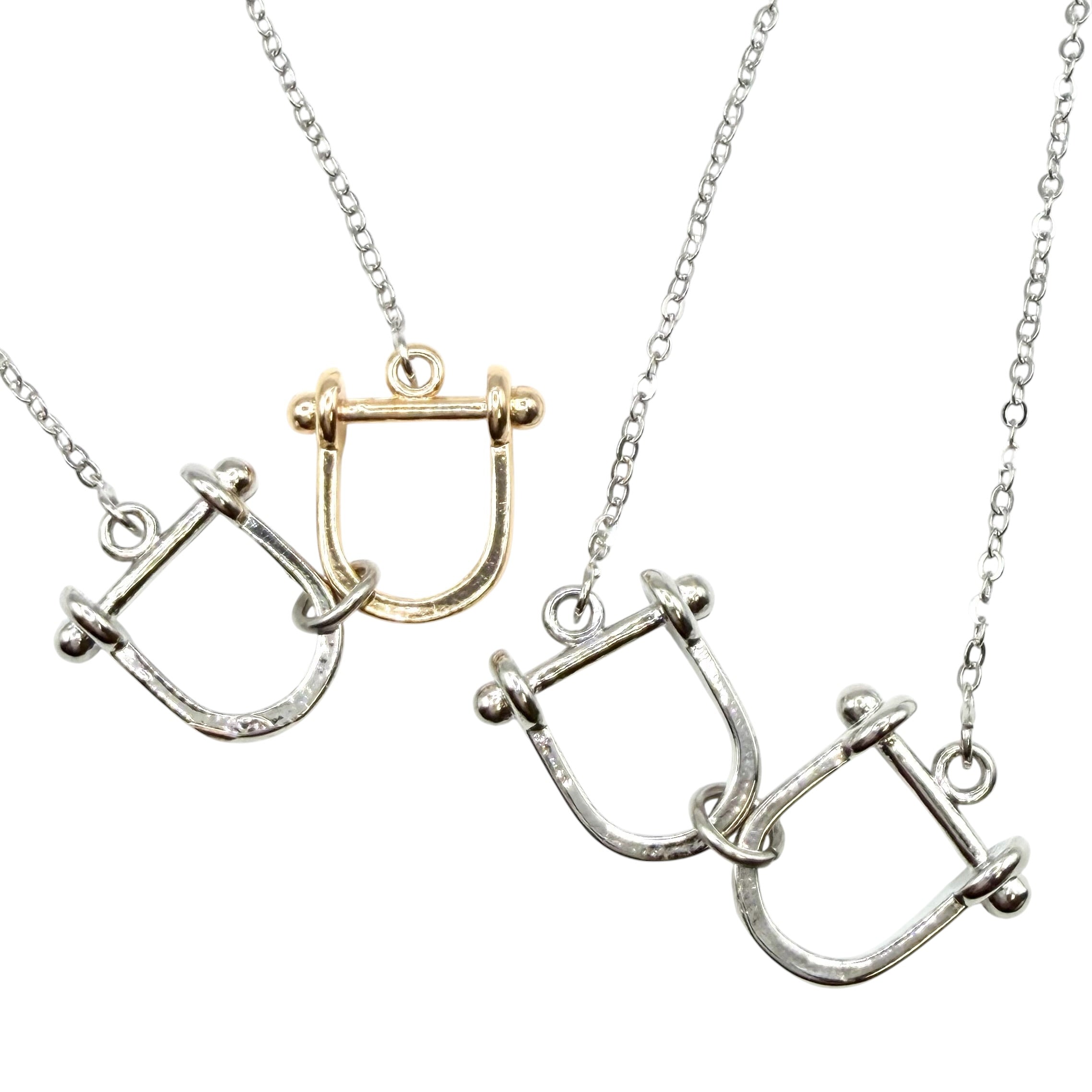 Horse Equestrian Stirrup Mixed Metal Silver Necklace