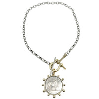 Mixed Metal Industrial Toggle Horse Coin Necklace