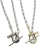 Mixed Metal Pave Industrial Toggle Necklace Bracelet