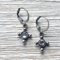 Small cross earrings hand casted handmade jewelry