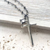 Cross charm necklace pyrite semi precious jewelry 