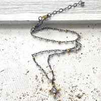 Labradorite pyrite semiprecious necklace crystal cross. 