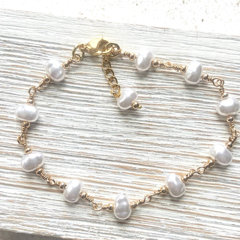 Pearl layering necklace bracelet 