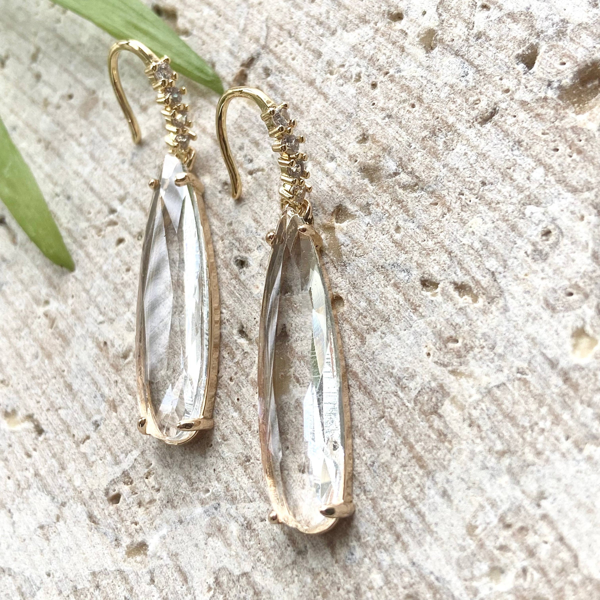 Brown LV Leather Teardrop & Apricot Crystal Stone Earrings – The Boutique  at Wells Florist
