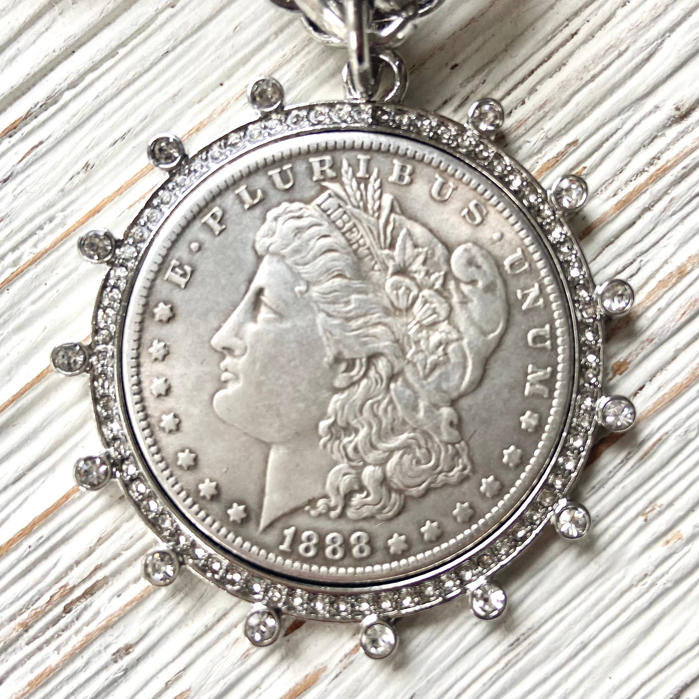 ファッション雑貨・小物その他 Vintage Coin Necklace Queen Victoria Regina Jubilee Silver Tone Coin Necklace by